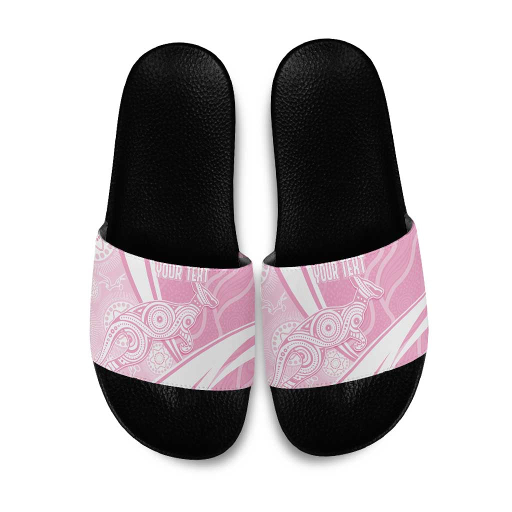 Australia Bowls Personalised Indigenous Pink Round Slide Sandals - Aussie Hoodie