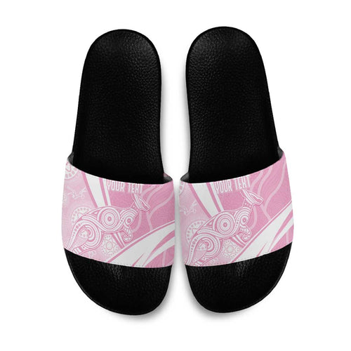 Australia Bowls Personalised Indigenous Pink Round Slide Sandals - Aussie Hoodie