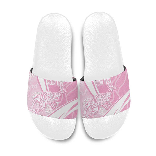 Australia Bowls Personalised Indigenous Pink Round Slide Sandals - Aussie Hoodie