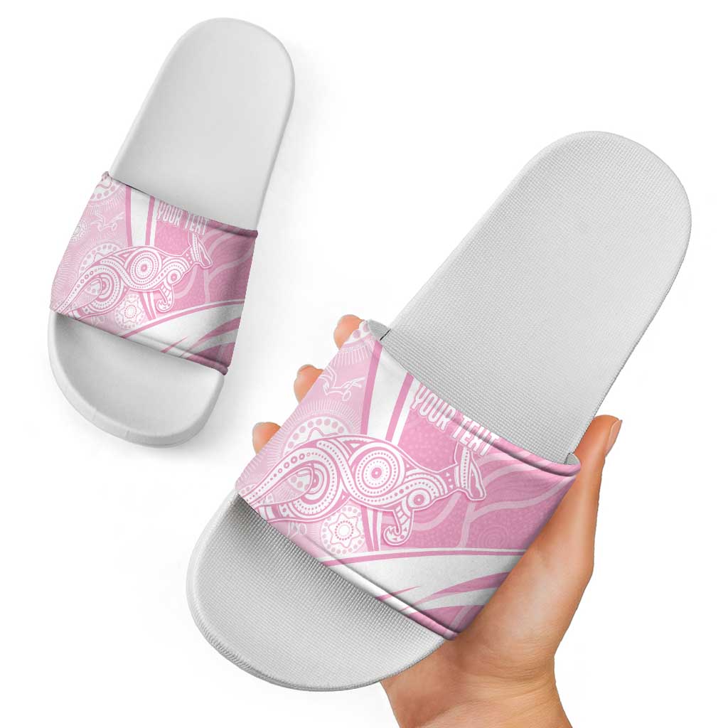 Australia Bowls Personalised Indigenous Pink Round Slide Sandals - Aussie Hoodie