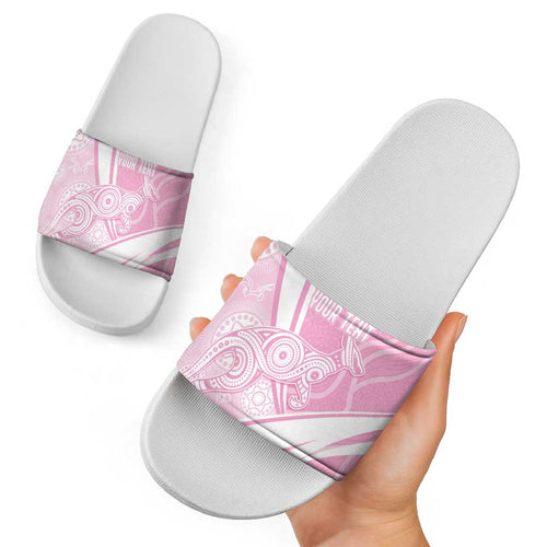 Australia Bowls Personalised Indigenous Pink Round Slide Sandals - Aussie Hoodie