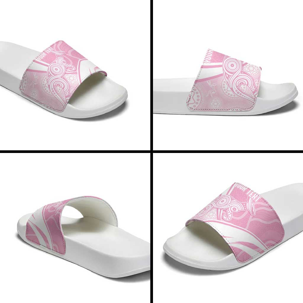 Australia Bowls Personalised Indigenous Pink Round Slide Sandals - Aussie Hoodie