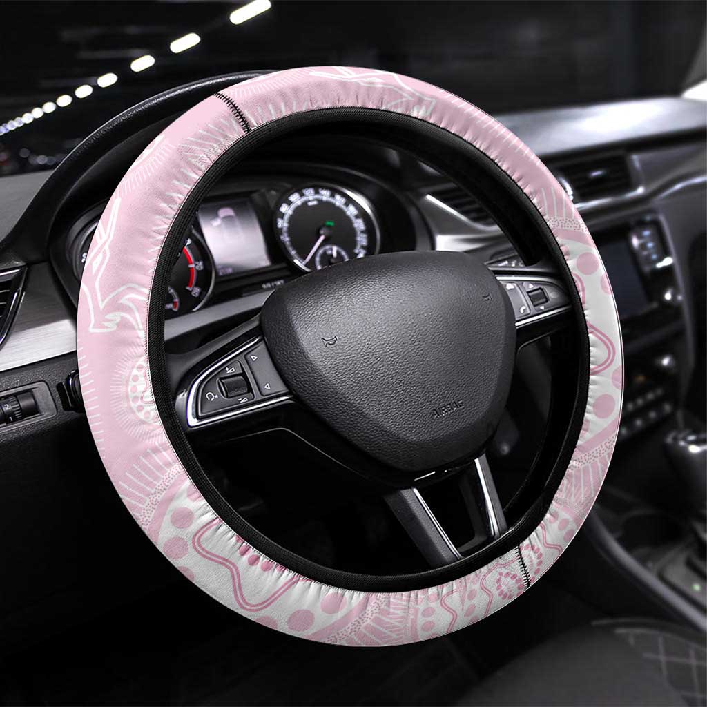 Australia Bowls Indigenous Pink Round Steering Wheel Cover - Aussie Hoodie