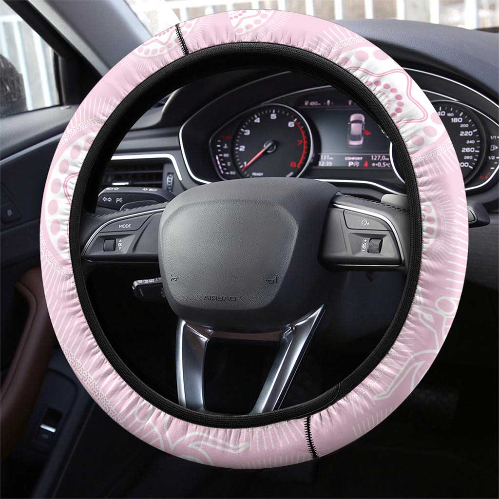 Australia Bowls Indigenous Pink Round Steering Wheel Cover - Aussie Hoodie