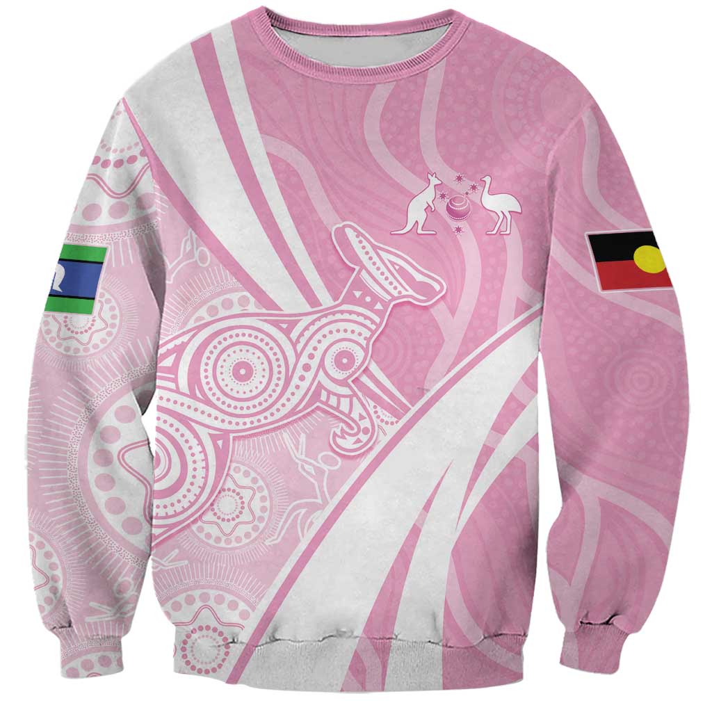 Australia Bowls Personalised Indigenous Pink Round Sweatshirt - Aussie Hoodie