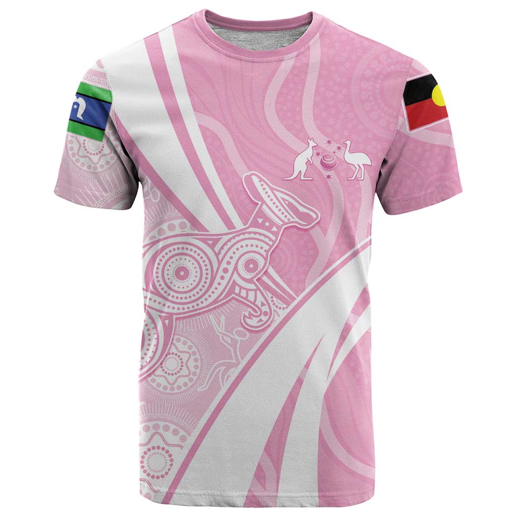 Australia Bowls Personalised Indigenous Pink Round T Shirt - Aussie Hoodie