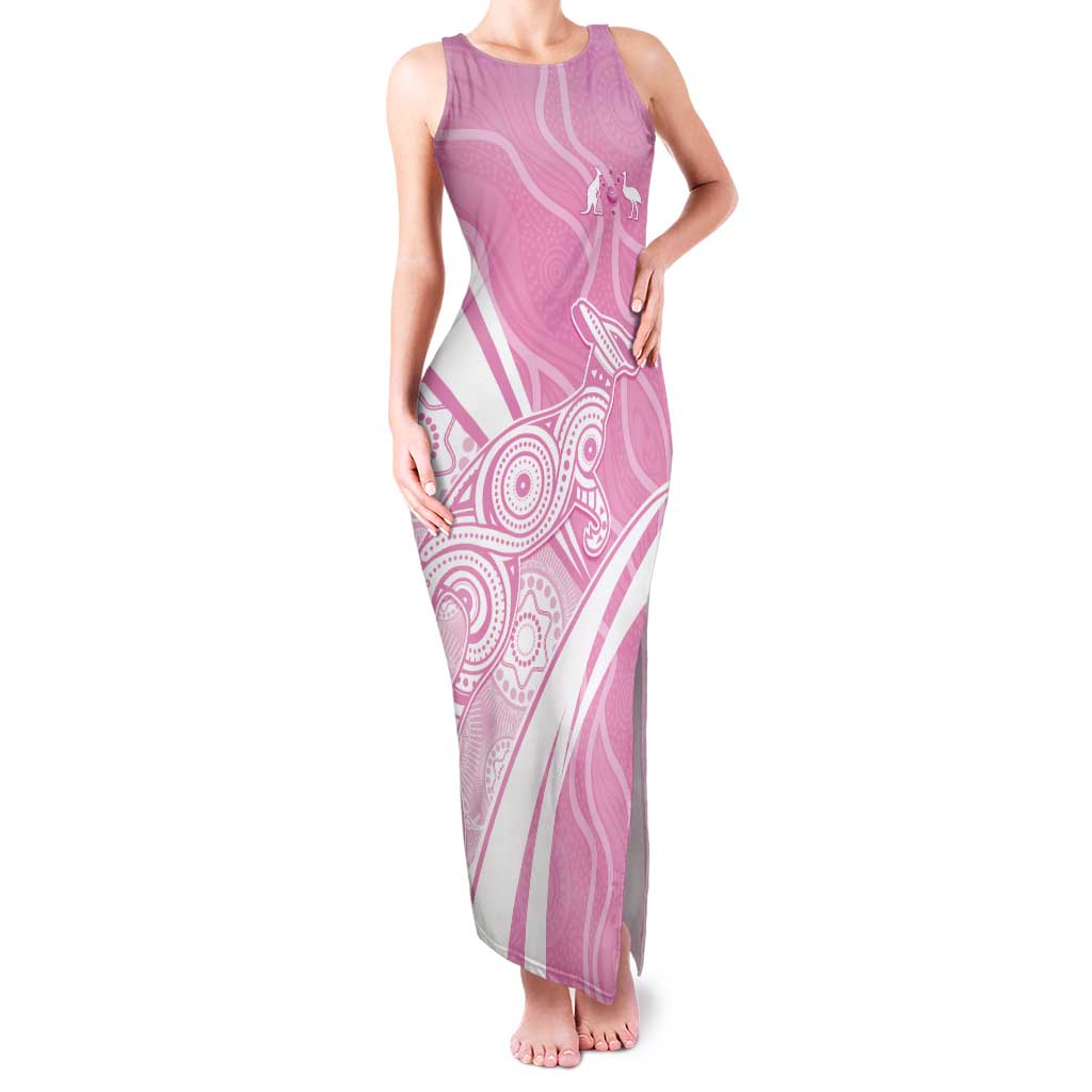 Australia Bowls Personalised Indigenous Pink Round Tank Maxi Dress - Aussie Hoodie