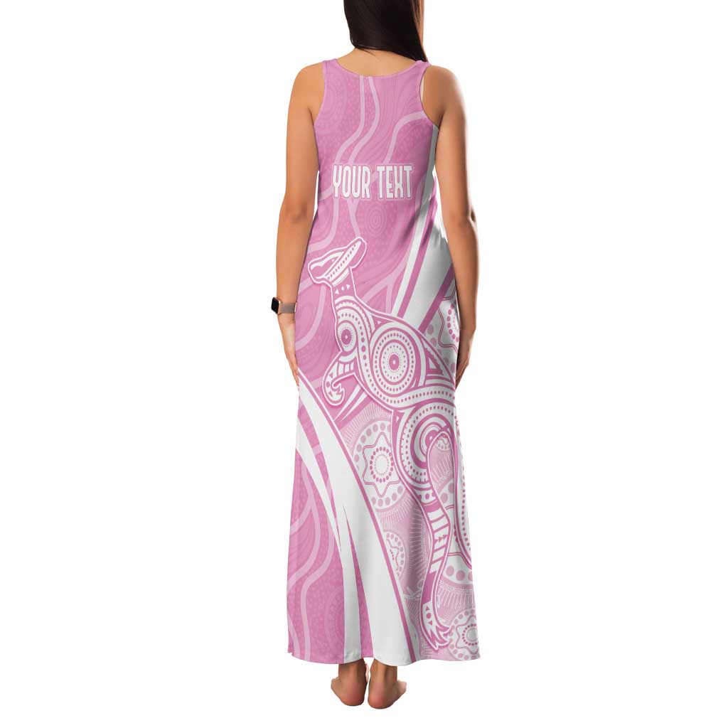 Australia Bowls Personalised Indigenous Pink Round Tank Maxi Dress - Aussie Hoodie