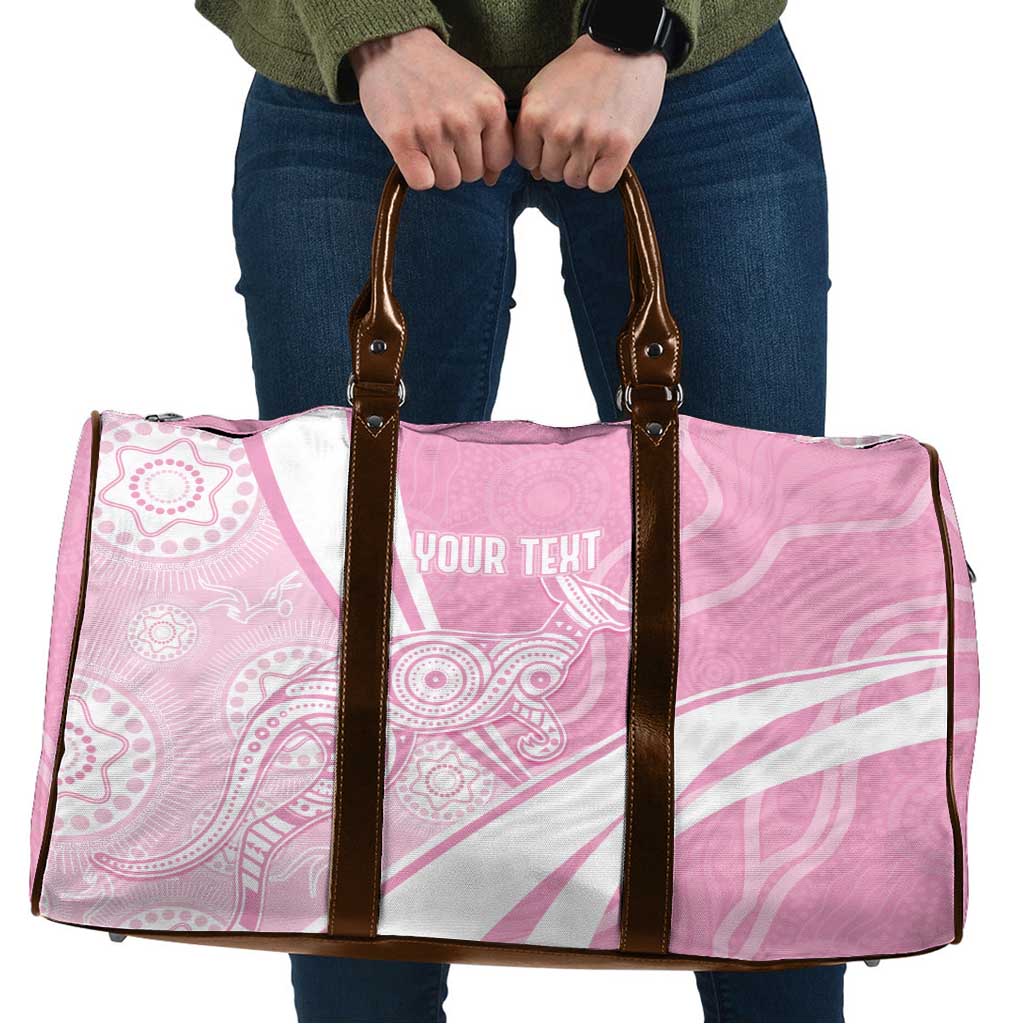 Australia Bowls Personalised Indigenous Pink Round Travel Bag - Aussie Hoodie