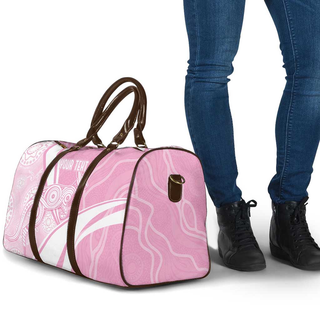 Australia Bowls Personalised Indigenous Pink Round Travel Bag - Aussie Hoodie