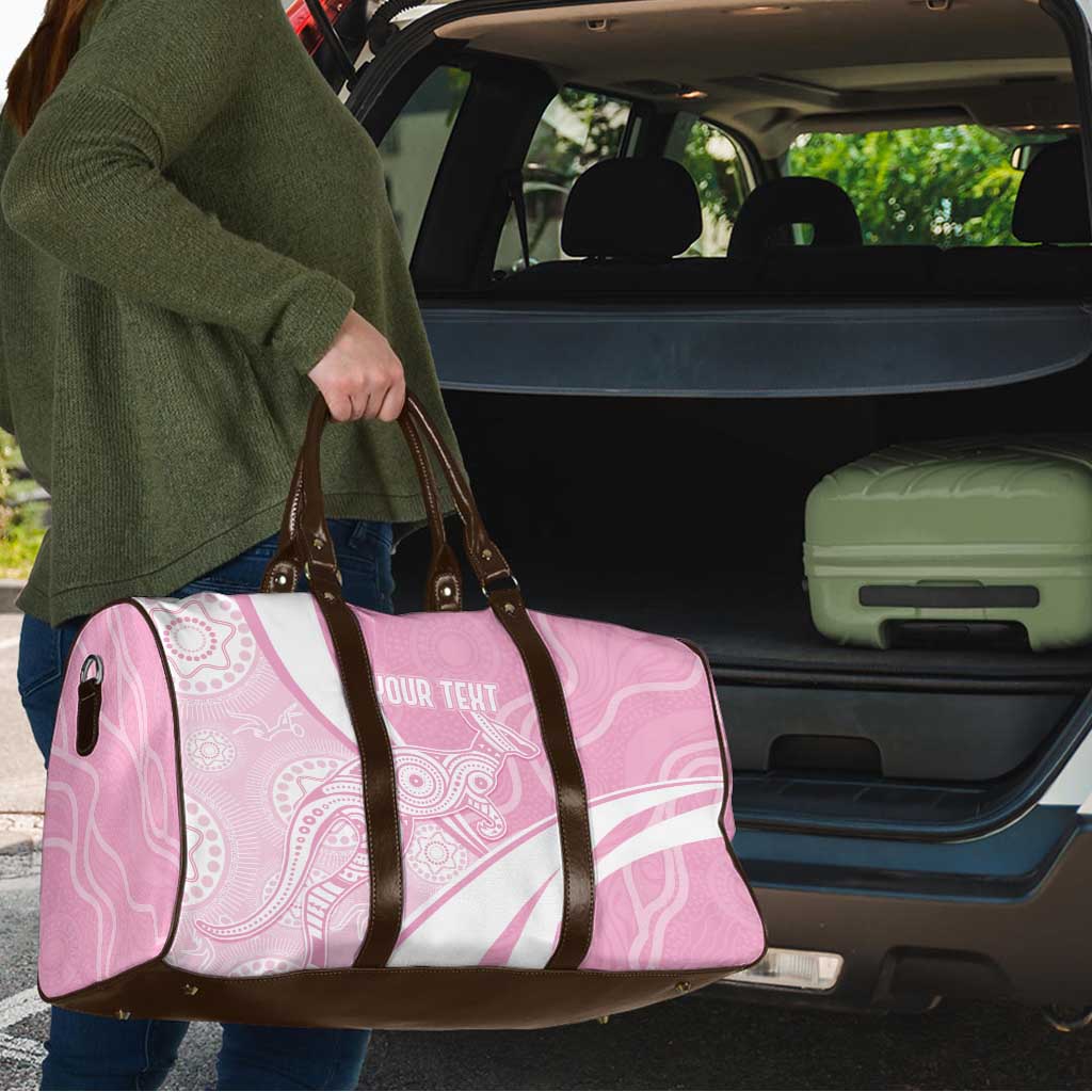 Australia Bowls Personalised Indigenous Pink Round Travel Bag - Aussie Hoodie