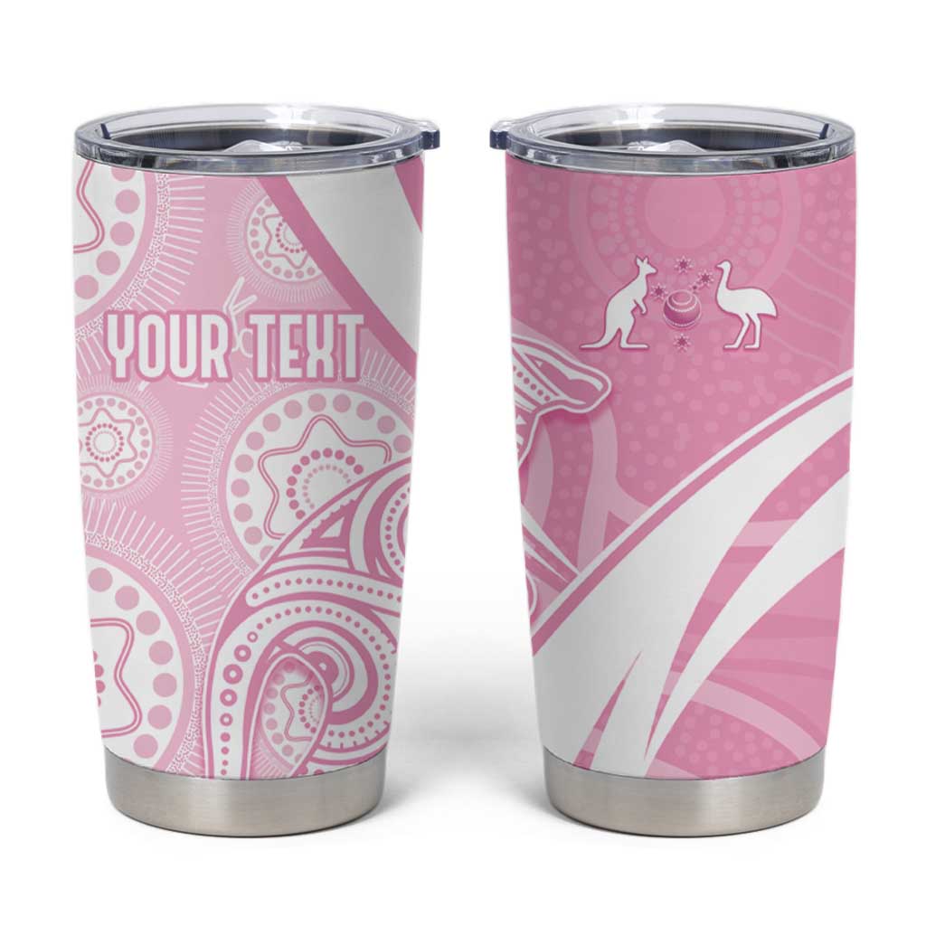 Australia Bowls Personalised Indigenous Pink Round Tumbler Cup - Aussie Hoodie