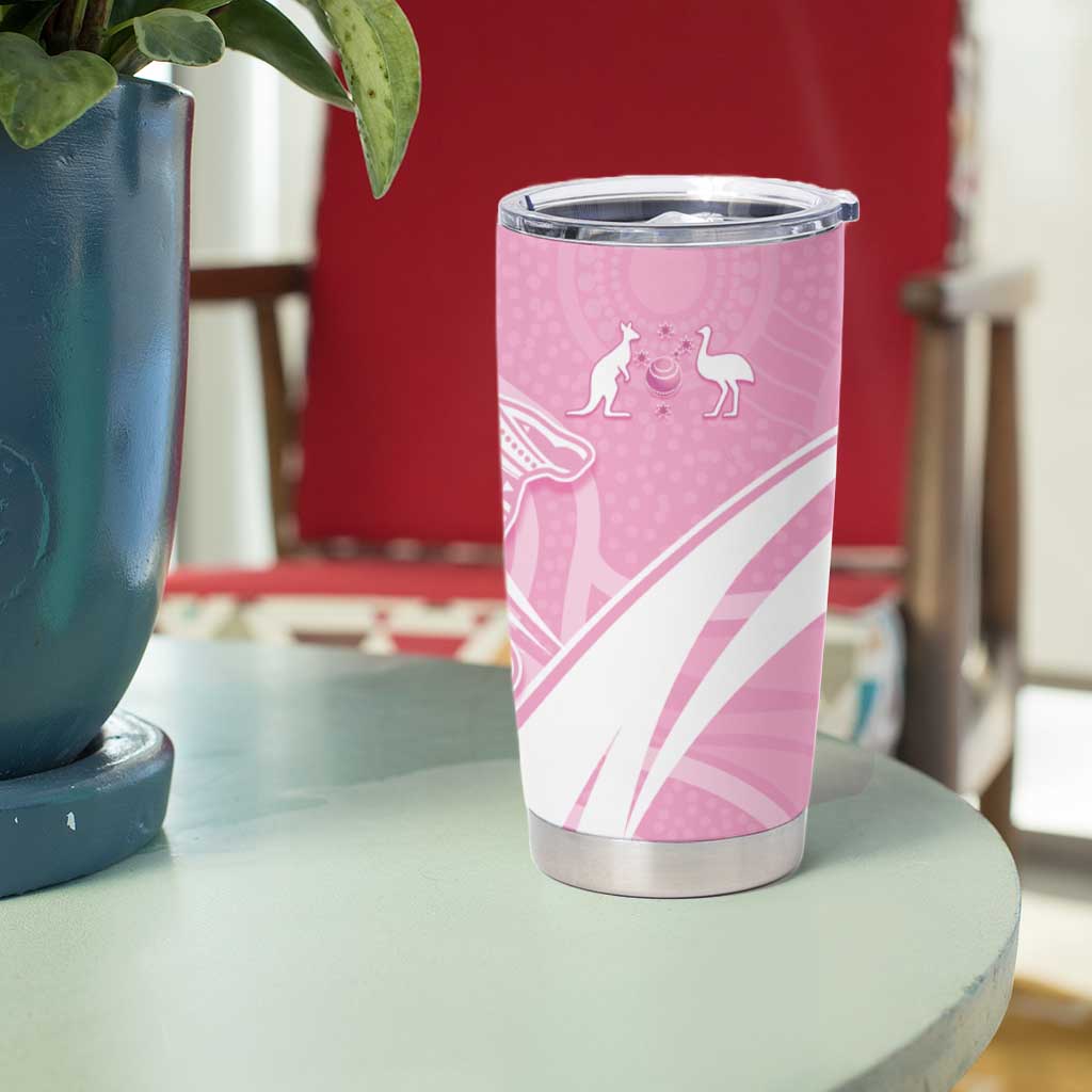 Australia Bowls Personalised Indigenous Pink Round Tumbler Cup - Aussie Hoodie