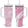 Australia Bowls Personalised Indigenous Pink Round Tumbler With Handle - Aussie Hoodie