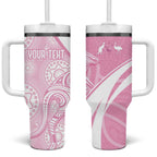 Australia Bowls Personalised Indigenous Pink Round Tumbler With Handle - Aussie Hoodie