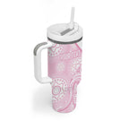 Australia Bowls Personalised Indigenous Pink Round Tumbler With Handle - Aussie Hoodie