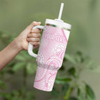 Australia Bowls Personalised Indigenous Pink Round Tumbler With Handle - Aussie Hoodie