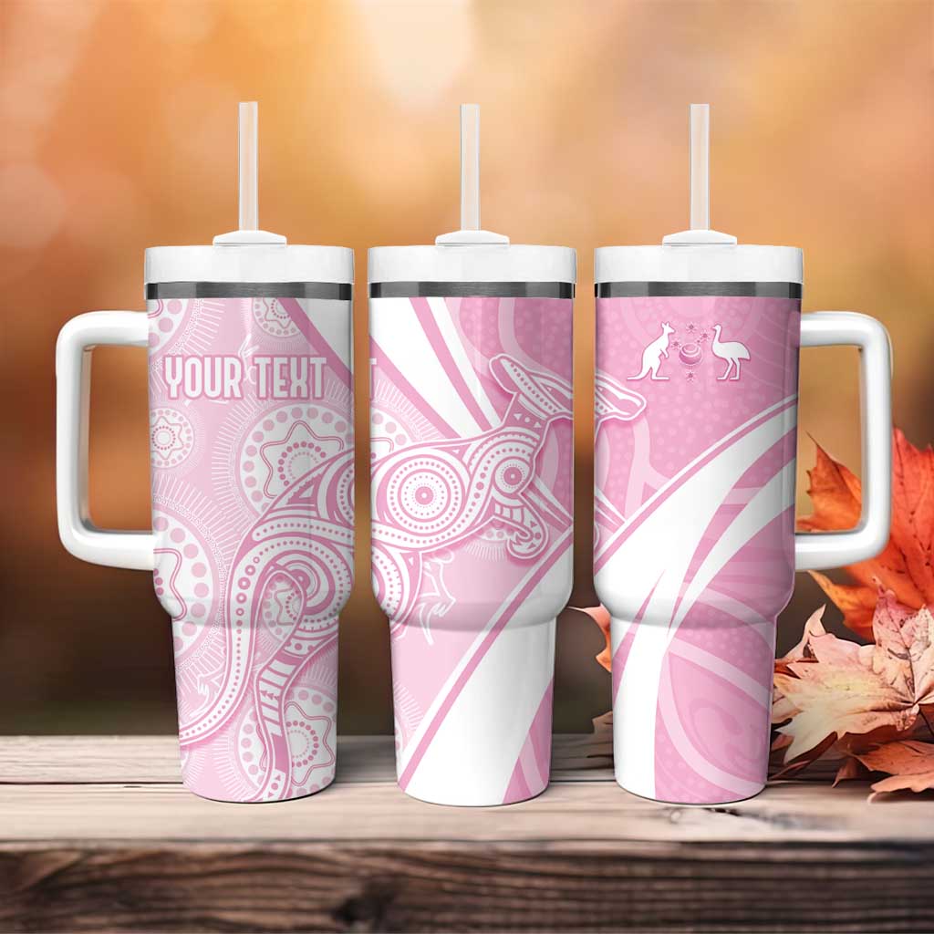 Australia Bowls Personalised Indigenous Pink Round Tumbler With Handle - Aussie Hoodie