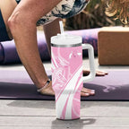 Australia Bowls Personalised Indigenous Pink Round Tumbler With Handle - Aussie Hoodie
