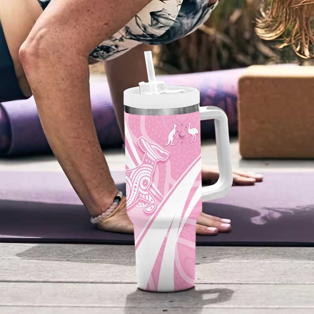 Australia Bowls Personalised Indigenous Pink Round Tumbler With Handle - Aussie Hoodie