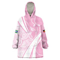 Australia Bowls Personalised Indigenous Pink Round Wearable Blanket Hoodie - Aussie Hoodie