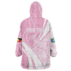 Australia Bowls Personalised Indigenous Pink Round Wearable Blanket Hoodie - Aussie Hoodie