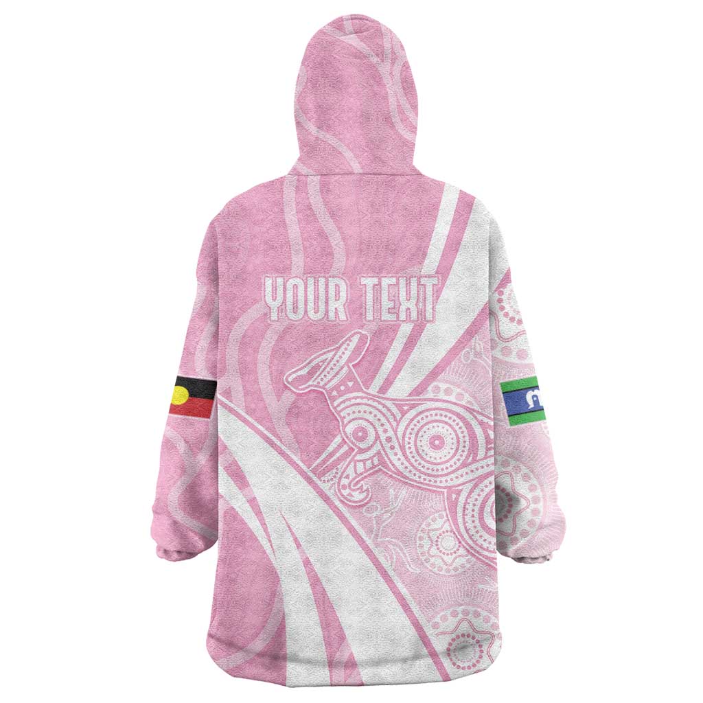 Australia Bowls Personalised Indigenous Pink Round Wearable Blanket Hoodie - Aussie Hoodie