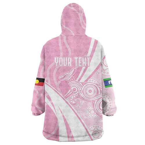 Australia Bowls Personalised Indigenous Pink Round Wearable Blanket Hoodie - Aussie Hoodie