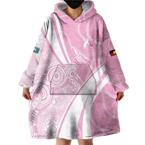 Australia Bowls Personalised Indigenous Pink Round Wearable Blanket Hoodie - Aussie Hoodie