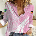Australia Bowls Personalised Indigenous Pink Round Women Casual Shirt - Aussie Hoodie