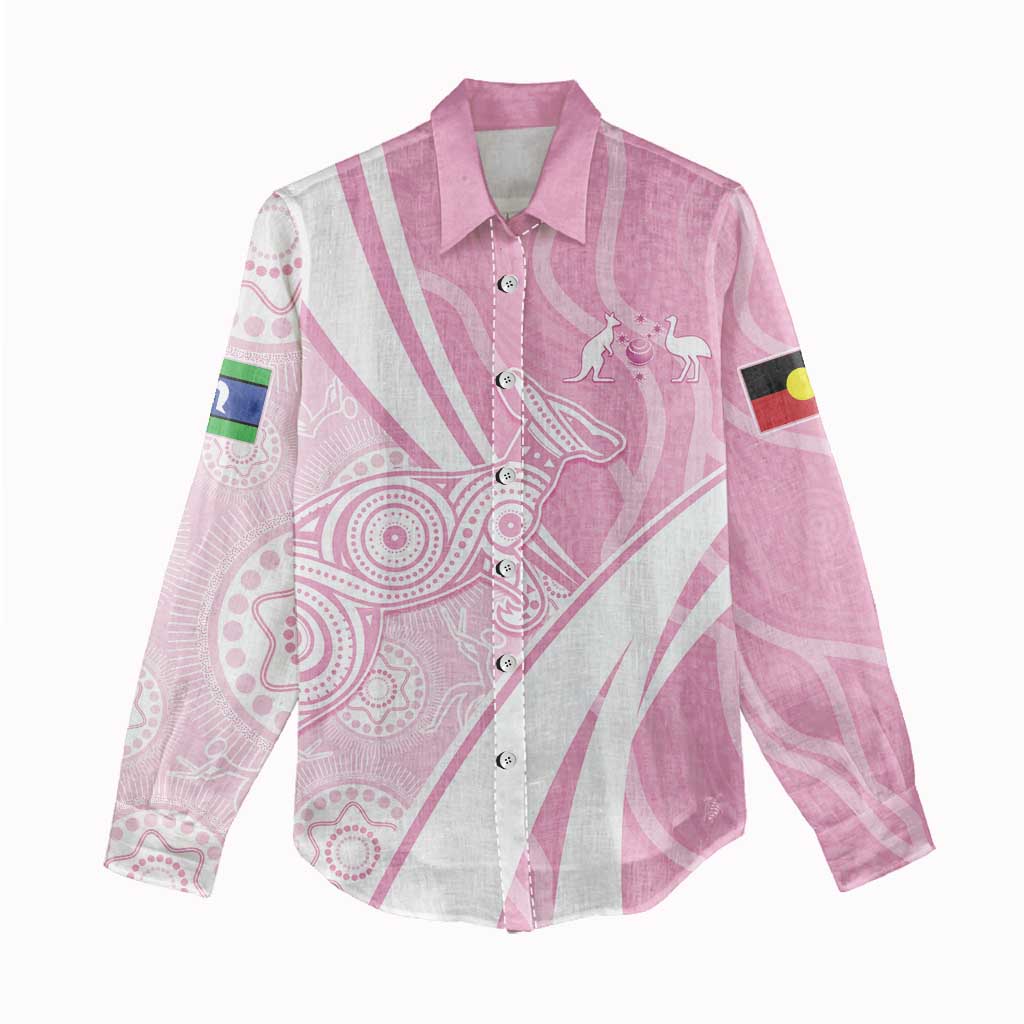 Australia Bowls Personalised Indigenous Pink Round Women Casual Shirt - Aussie Hoodie