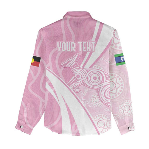 Australia Bowls Personalised Indigenous Pink Round Women Casual Shirt - Aussie Hoodie