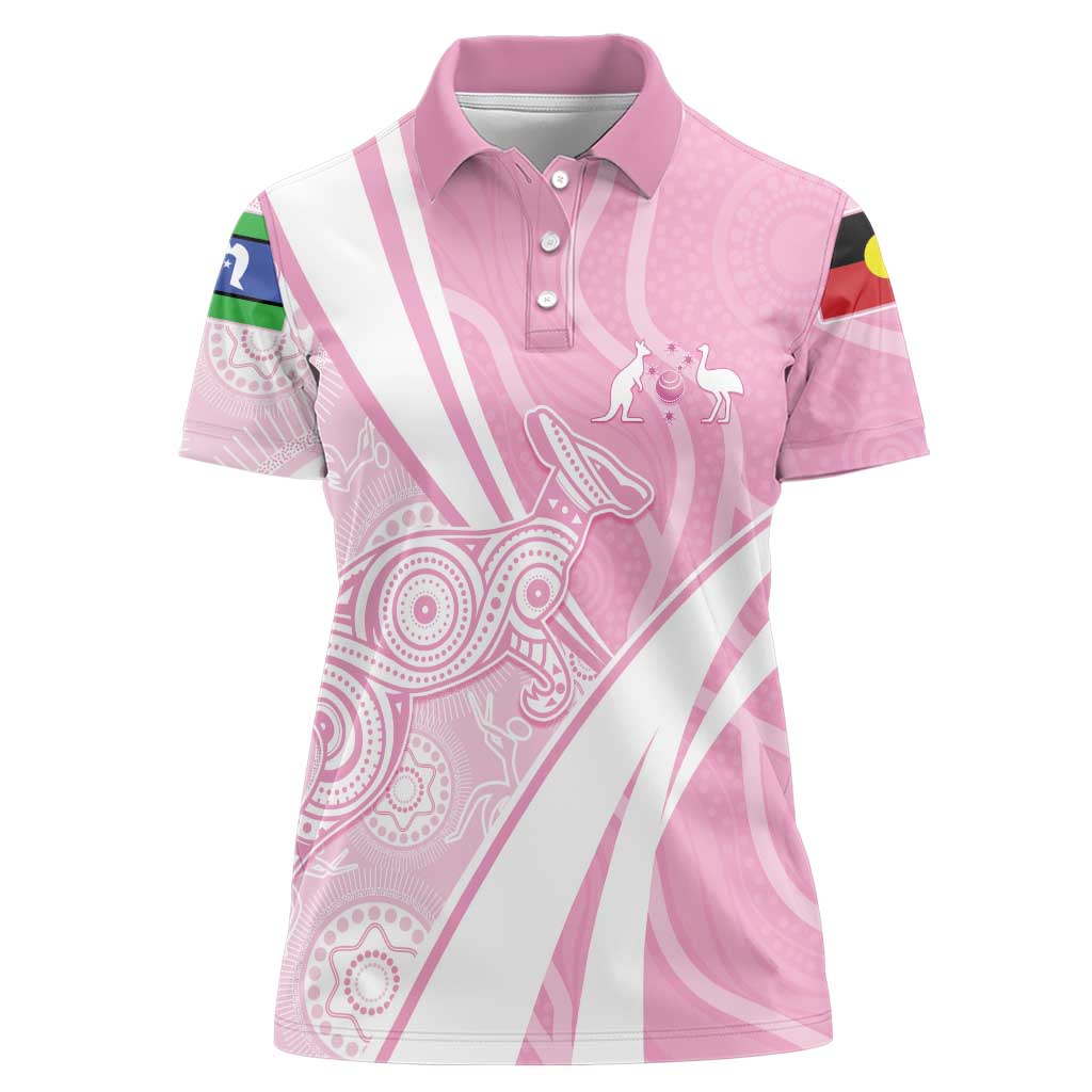Australia Bowls Personalised Indigenous Pink Round Women Polo Shirt - Aussie Hoodie