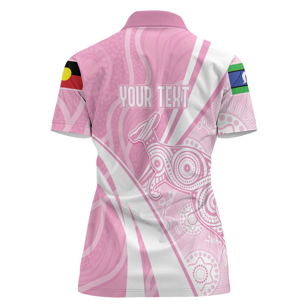 Australia Bowls Personalised Indigenous Pink Round Women Polo Shirt - Aussie Hoodie