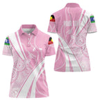Australia Bowls Personalised Indigenous Pink Round Women Polo Shirt - Aussie Hoodie