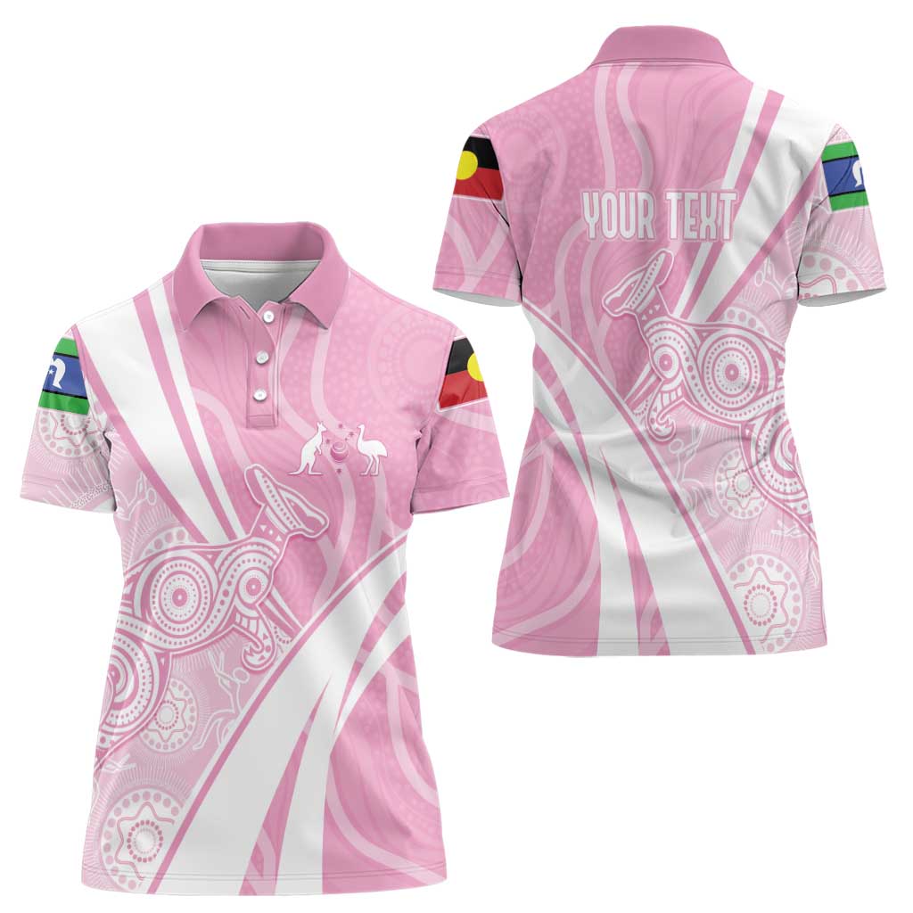 Australia Bowls Personalised Indigenous Pink Round Women Polo Shirt - Aussie Hoodie