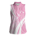 Australia Bowls Personalised Indigenous Pink Round Women Sleeveless Polo Shirt - Aussie Hoodie