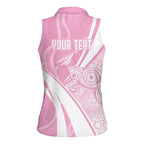 Australia Bowls Personalised Indigenous Pink Round Women Sleeveless Polo Shirt - Aussie Hoodie