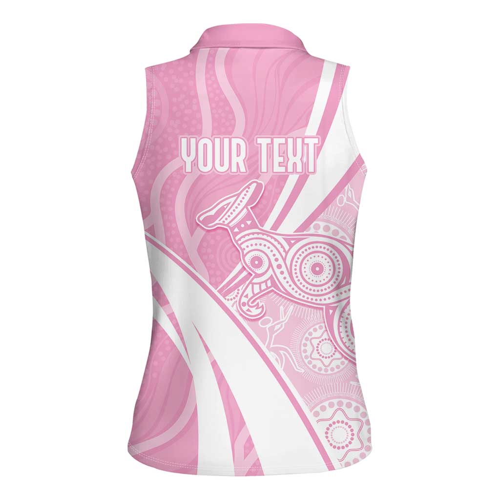 Australia Bowls Personalised Indigenous Pink Round Women Sleeveless Polo Shirt - Aussie Hoodie