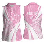 Australia Bowls Personalised Indigenous Pink Round Women Sleeveless Polo Shirt - Aussie Hoodie