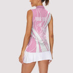 Australia Bowls Personalised Indigenous Pink Round Women Sleeveless Polo Shirt - Aussie Hoodie