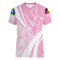Australia Bowls Personalised Indigenous Pink Round Women V-Neck T-Shirt - Aussie Hoodie