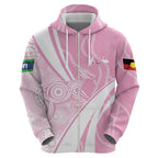 Australia Bowls Personalised Indigenous Pink Round Zip Hoodie - Aussie Hoodie