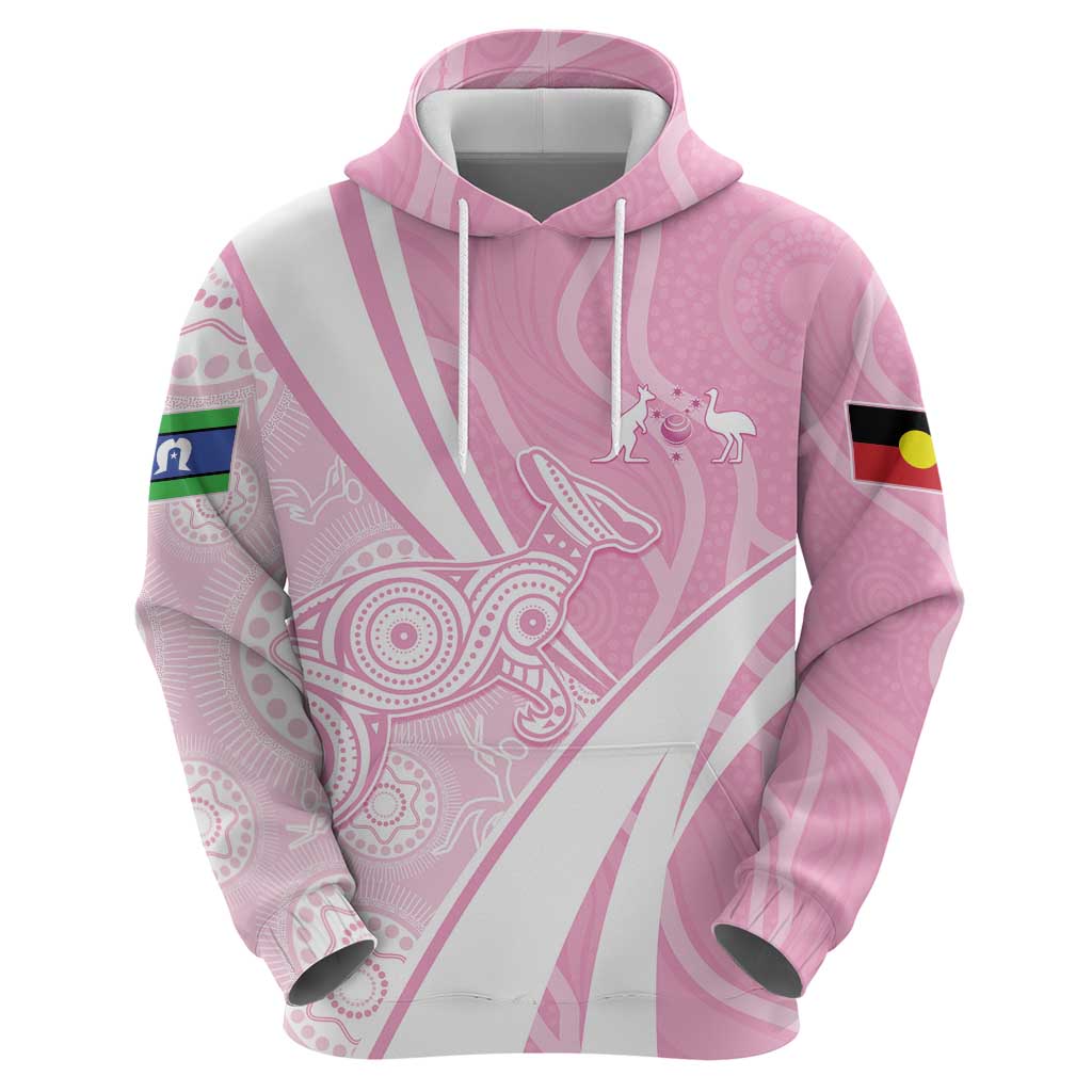 Australia Bowls Personalised Indigenous Pink Round Zip Hoodie - Aussie Hoodie