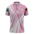 Australia Bowls Personalised Indigenous Pink Round Zipper Polo Shirt - Aussie Hoodie