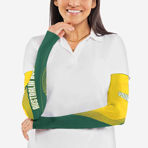 Australia Bowls Personalised Arm Sleeves Basic Marble Glaze - National Color - Aussie Hoodie