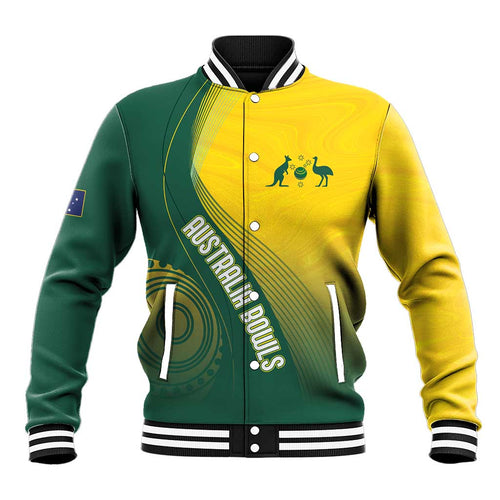 Australia Bowls Personalised Baseball Jacket Basic Marble Glaze - National Color - Aussie Hoodie