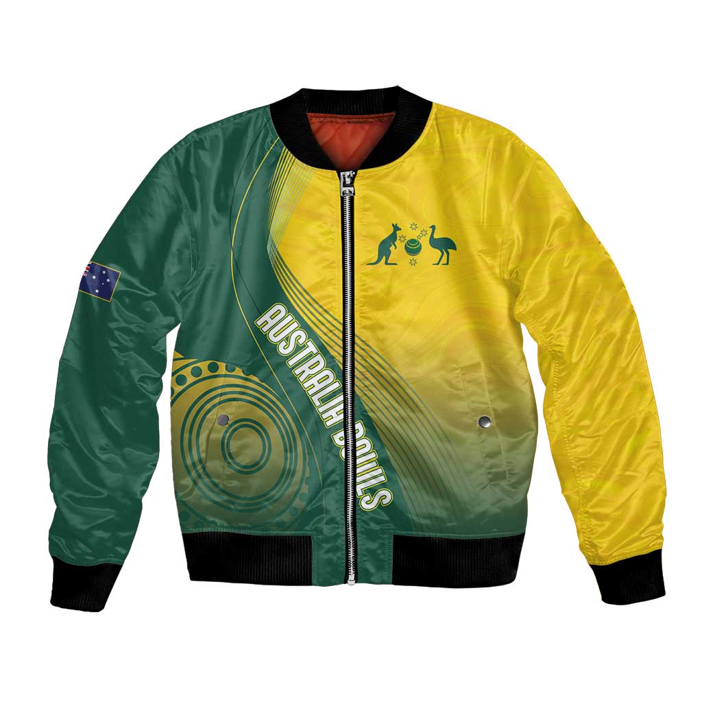 Australia Bowls Personalised Bomber Jacket Basic Marble Glaze - National Color - Aussie Hoodie