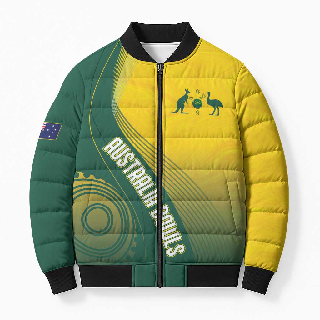 Australia Bowls Personalised Bomber Puffer Jacket Basic Marble Glaze - National Color - Aussie Hoodie