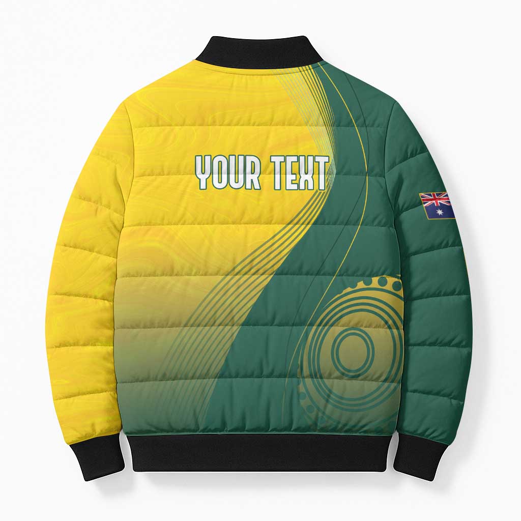 Australia Bowls Personalised Bomber Puffer Jacket Basic Marble Glaze - National Color - Aussie Hoodie
